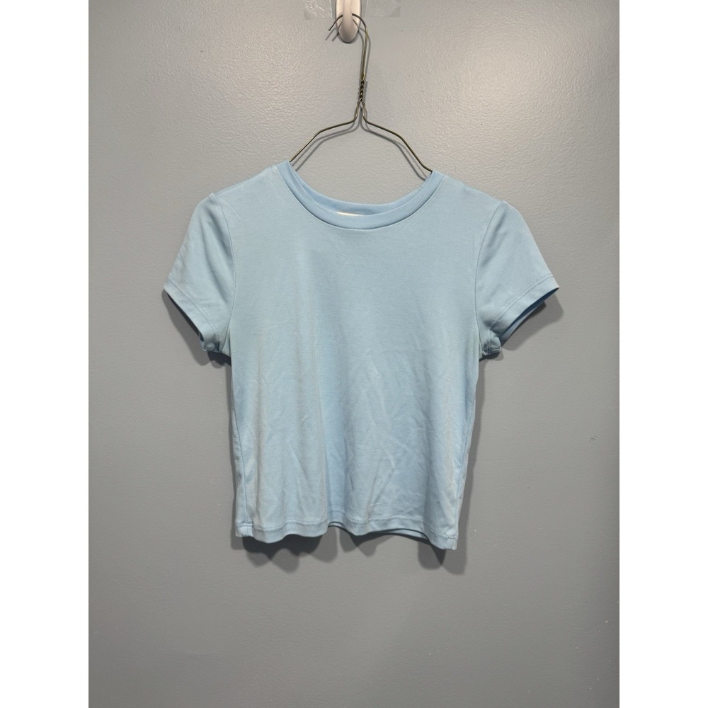 Sincerely Jules Baby Tee Crop Bandier Baby‎ Blue Small Short Sleeve Crop Top - S